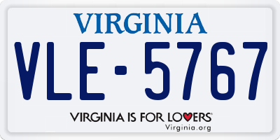 VA license plate VLE5767