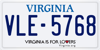 VA license plate VLE5768
