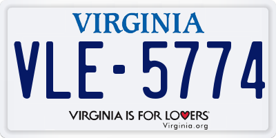 VA license plate VLE5774