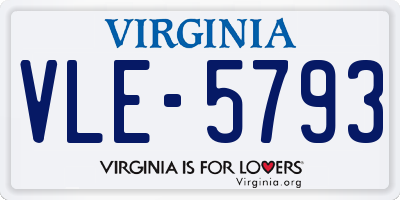 VA license plate VLE5793
