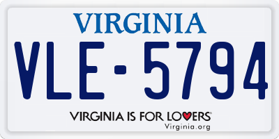 VA license plate VLE5794