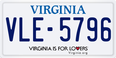 VA license plate VLE5796