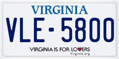 VA license plate VLE5800
