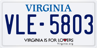 VA license plate VLE5803