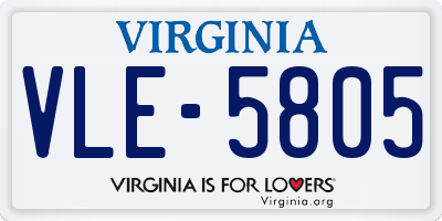 VA license plate VLE5805