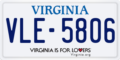 VA license plate VLE5806