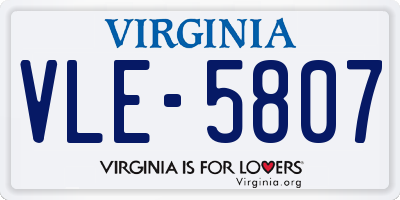 VA license plate VLE5807