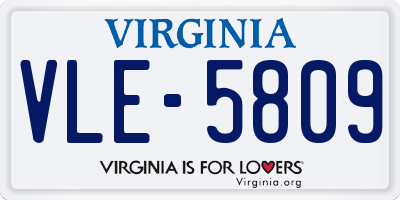 VA license plate VLE5809