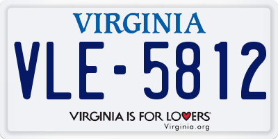 VA license plate VLE5812