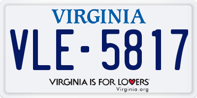 VA license plate VLE5817