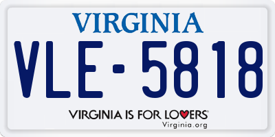VA license plate VLE5818
