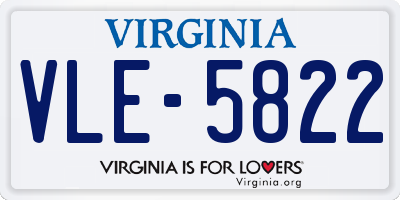 VA license plate VLE5822