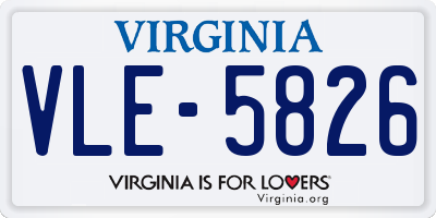 VA license plate VLE5826
