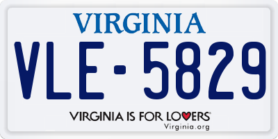 VA license plate VLE5829