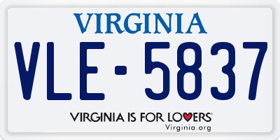 VA license plate VLE5837