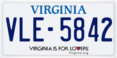 VA license plate VLE5842