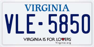 VA license plate VLE5850