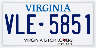 VA license plate VLE5851