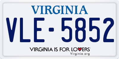 VA license plate VLE5852