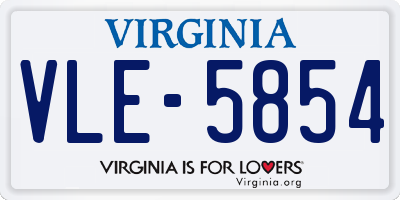 VA license plate VLE5854