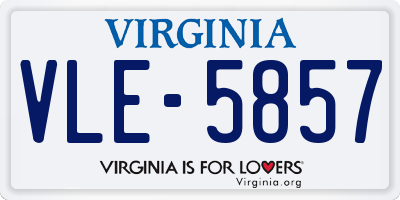 VA license plate VLE5857