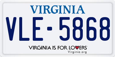 VA license plate VLE5868