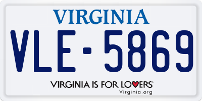 VA license plate VLE5869