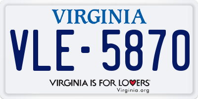 VA license plate VLE5870
