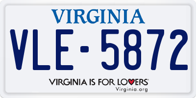 VA license plate VLE5872