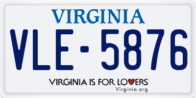 VA license plate VLE5876