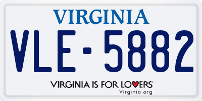 VA license plate VLE5882