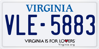 VA license plate VLE5883