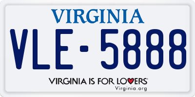 VA license plate VLE5888