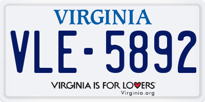 VA license plate VLE5892