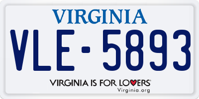 VA license plate VLE5893