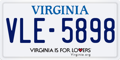 VA license plate VLE5898