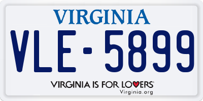VA license plate VLE5899
