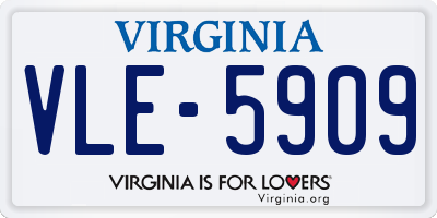 VA license plate VLE5909