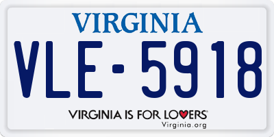 VA license plate VLE5918