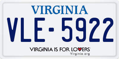 VA license plate VLE5922