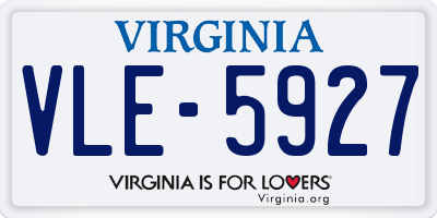VA license plate VLE5927