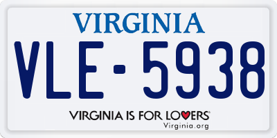 VA license plate VLE5938