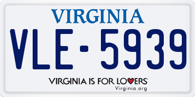 VA license plate VLE5939