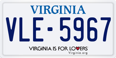 VA license plate VLE5967