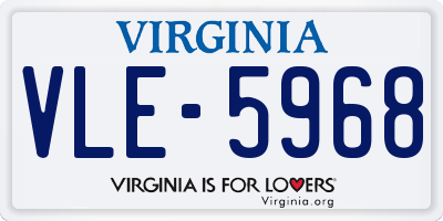 VA license plate VLE5968