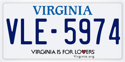 VA license plate VLE5974