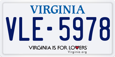 VA license plate VLE5978