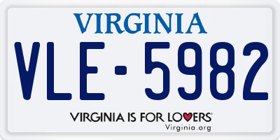 VA license plate VLE5982