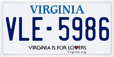 VA license plate VLE5986