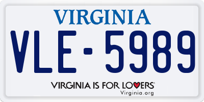 VA license plate VLE5989